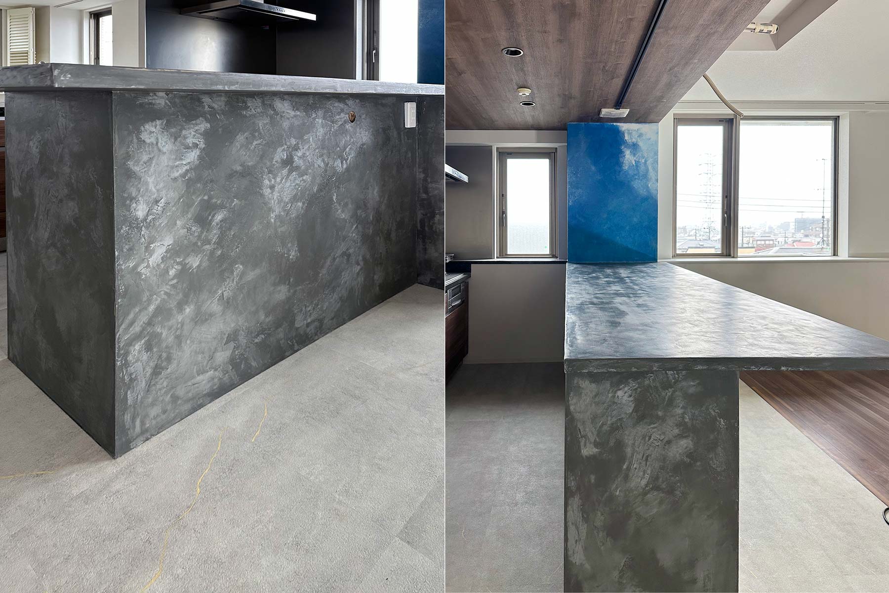 マンションリノベ キッチン 壁塗装